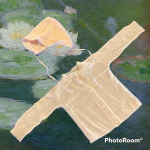 Baby’s Vintage Pink Handmade Sweater & Bonnet!